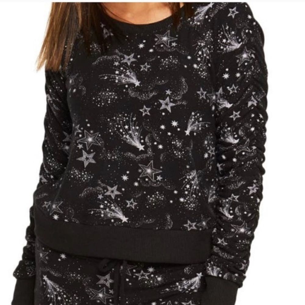 NWT Chaser shooting star ruched sleeve sweatshirt